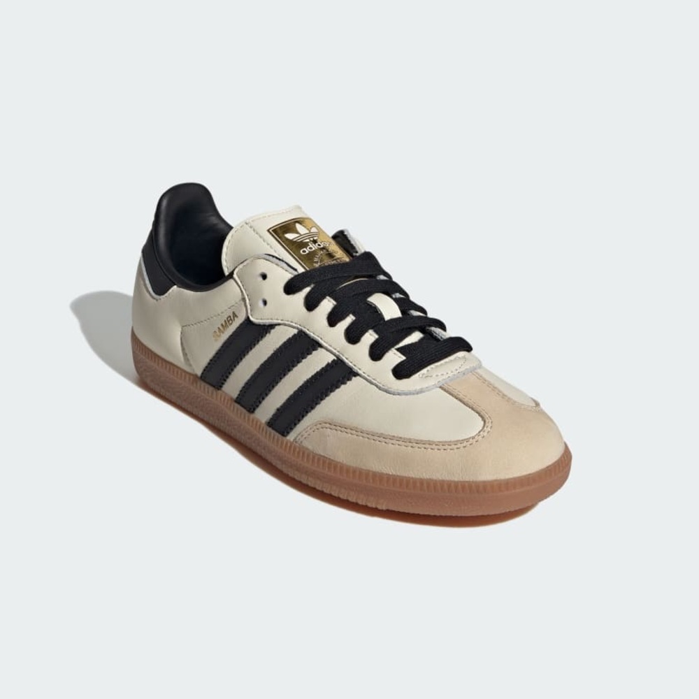 Adidas Samba Sneakers with Black Stripes and Tan Details